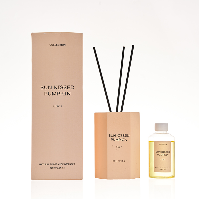 The Earthy Collection Reed Diffuser Yellow Sun Kissed Pumpkin Yellow Cement Jar Diffuser 150ml