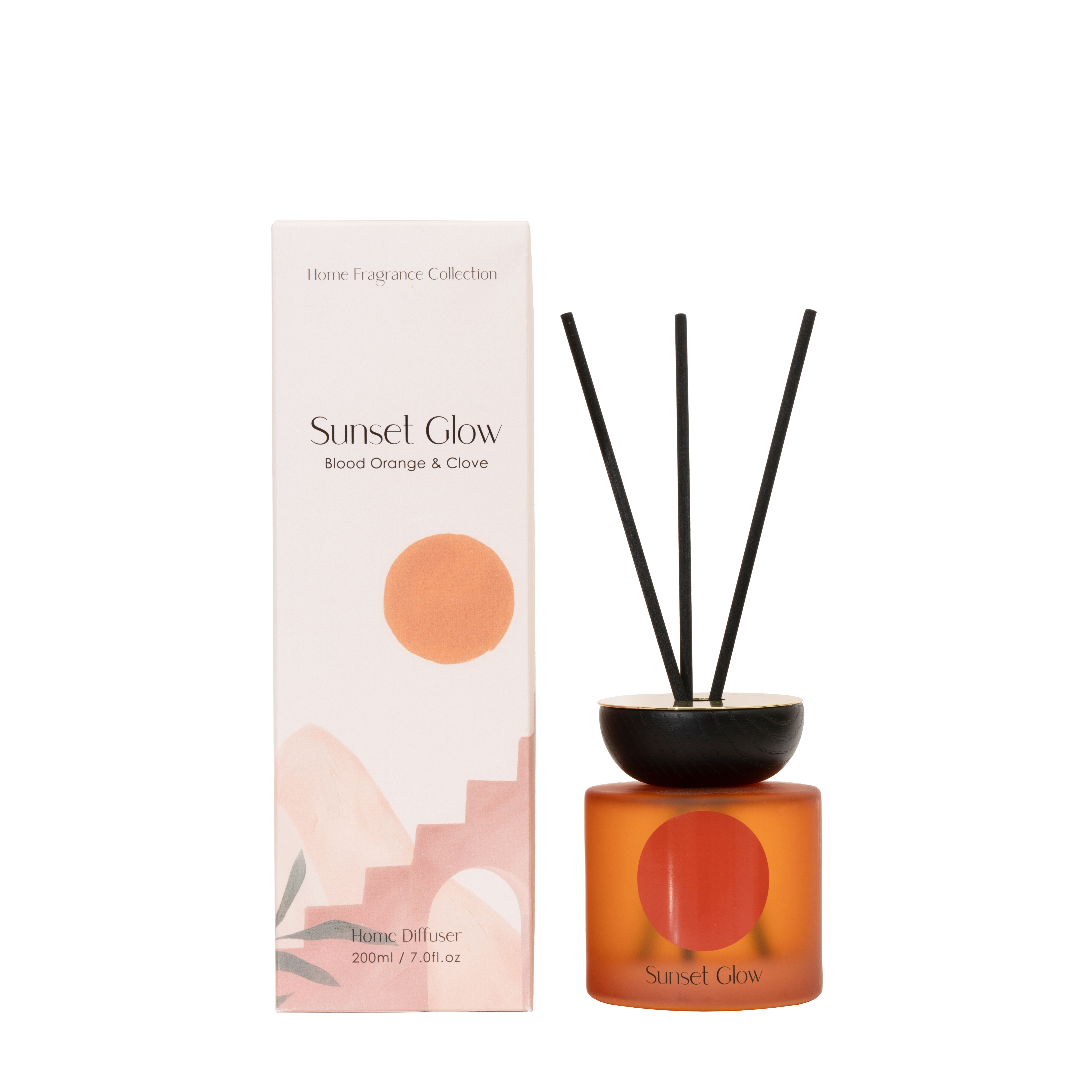 Sunset Glow Collection Blood Orange & Clove Reed Diffuser Glass Jar 200ml