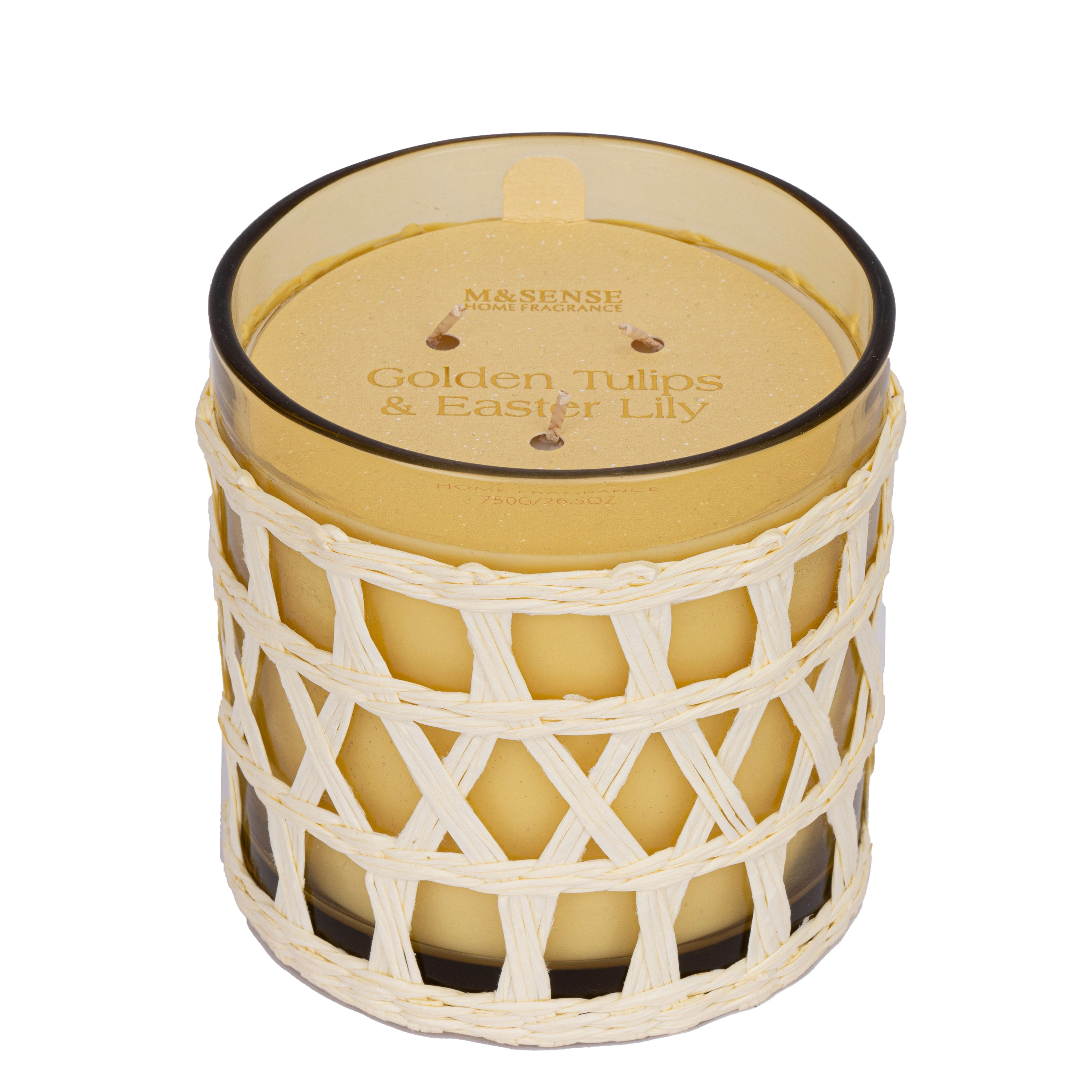 KNIT&WOVE Collection Scented Candle Golden Tulips & Easter Lily Yellow Glass Jar 210G / 290G / 750G