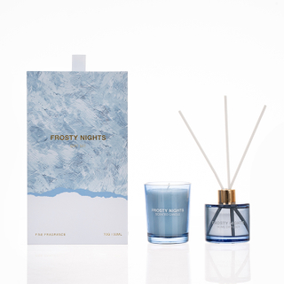 The Ultimate Collection Blue Frosty Nights Blue 70g Scented Candle And 50ml Blue Reed Diffuser 