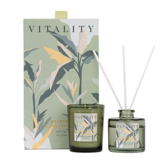 KNIT&WOVE Collection Clementine & Peppermint 70g/50ml Green Scented Candle And Green Reed Diffuser 