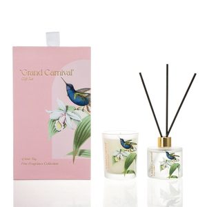 The Morning Garden Collection Pink Gift Set Grand Carnival 70g/50ml Pink Scented Candle And Pink Reed Diffuser