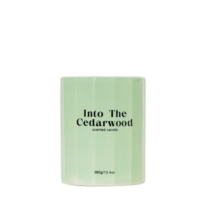 WOODWICK IS ON Collection Scented Candle Into The Cedarwood Green Ceramic Jar 380g