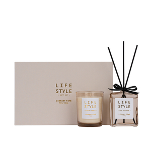 Leather 2022 Series Library Time 70g/50ml Beige Scented Candle And Beige Reed Diffuser