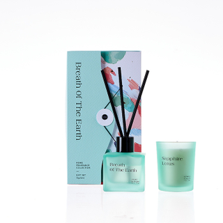The Fantasy Collection Green Gift Set Breath of The Earth 70g/50ml Green Scented Candle And Green Reed Diffuser