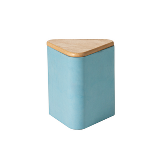 Cement Geometric Storage Box with Wooden Lid